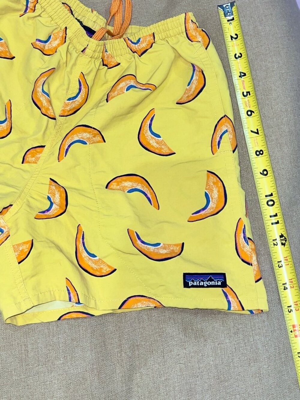 Patagonia Baggies Board Shorts Men's Small Yellow 5-in Hiking Y2K Gorpcore Fruit - Picture 3 of 8